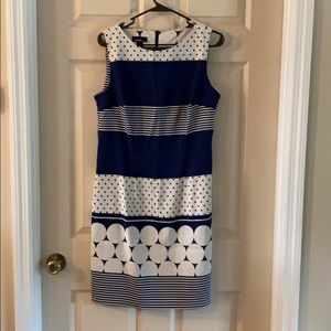 Blue and white pencil dress